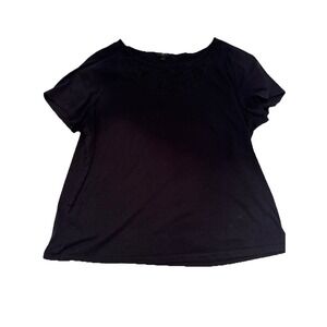 Talbots Top Shirt Women's 2XL Black Short Sleeve Knit Rayon
